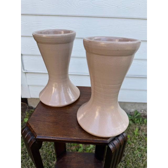 A Pair of Traditional Blush Ceramic Pottery Vases For Sale In Houston - Image 6 of 11