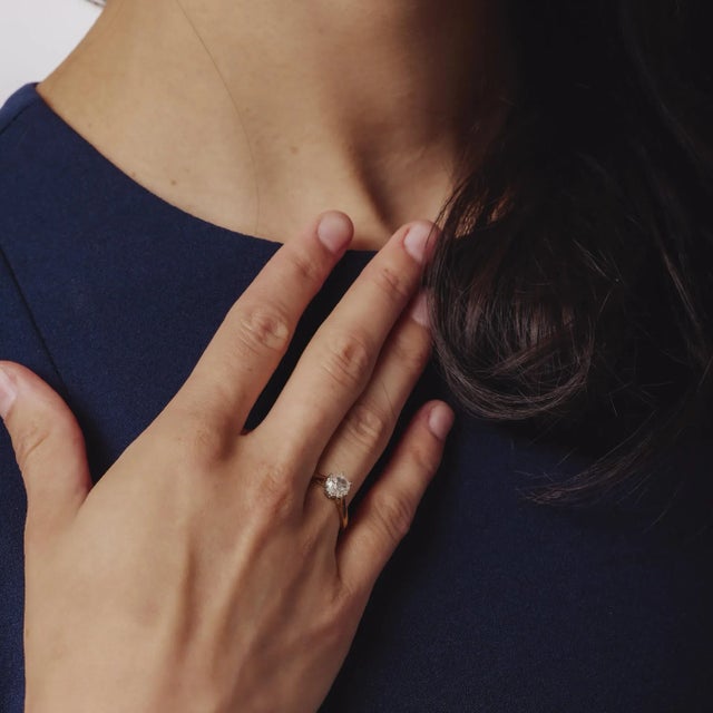 1940s Retro Old Mine Cut 18k Yellow Gold Solitaire Engagement Ring, Size 4.75 For Sale - Image 4 of 7