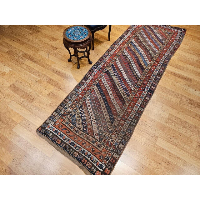 Textile Antique Gendje Kazak Runner, Handwoven Wool, 19th Century Caucasus, 4' x 11' For Sale - Image 7 of 16