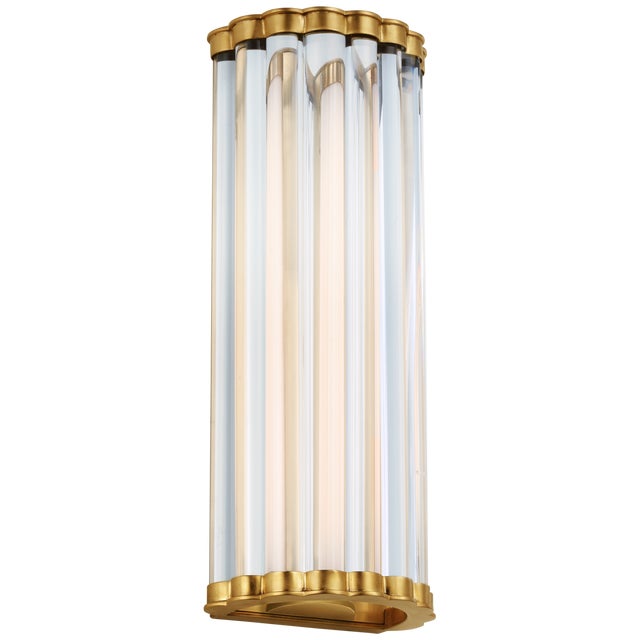 Modern Chapman & Myers for Visual Comfort Signature Kean 14" Sconce in Antique-Burnished Brass with Clear Glass Rods For Sale - Image 3 of 5