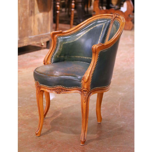 This antique French fauteuil d’encoignure was crafted in walnut circa 1880 and exemplifies the elegant asymmetry and...