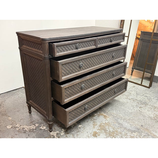 Restoration Hardware Restoration Hardware Louis XVI Treillage Five Drawer Dresser For Sale - Image 4 of 12