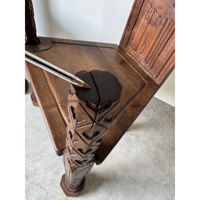 Antique Spanish Gothic Revival Carved Wood Throne Chairs – A Pair/ Sold For Sale - Image 11 of 12