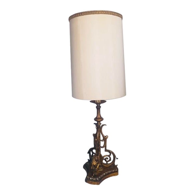 Vintage Mid-Century Spanish Revival Table Lamp With Shade For Sale