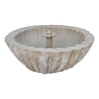 XL Scalloped Cement Fountain Bowl For Sale