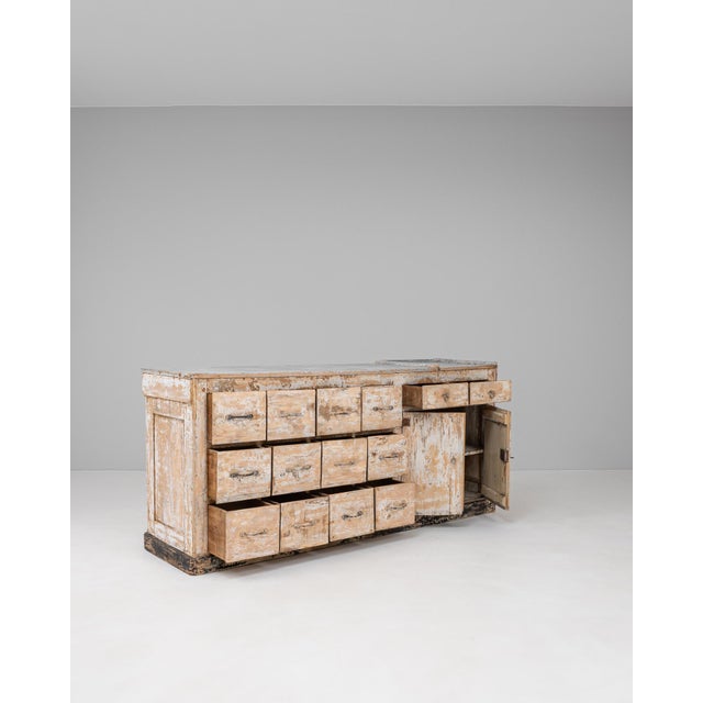 19th Century French Wood Patinated Shop Counter For Sale - Image 4 of 18