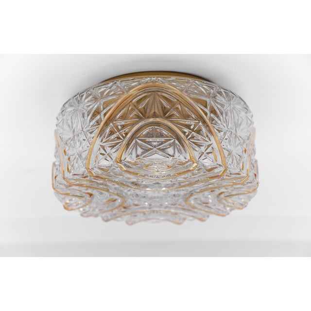 Roiund 3D Amber Glass Flush Mount Lamp by Limburg, Germany, 1960s For Sale - Image 4 of 15