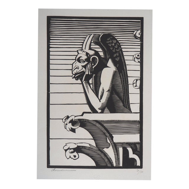 Georges Lemoine, The Stryge of Notre-Dame De Paris, 1929, Original Woodcut For Sale