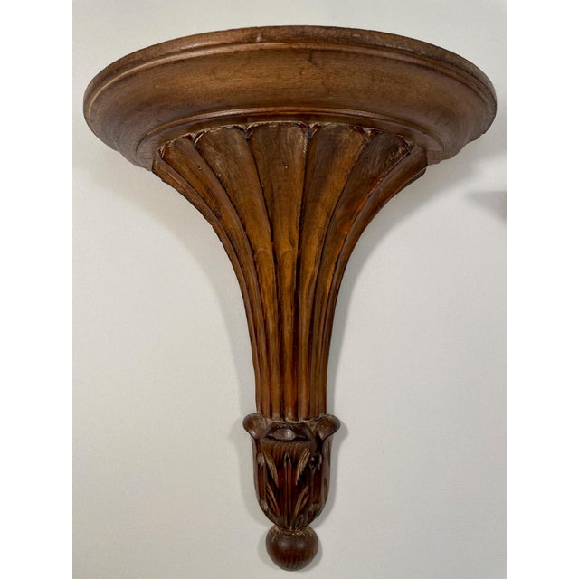 1950s 1950s Vintage Italian Wooden Wall Shelf Brackets - A Pair For Sale - Image 5 of 12