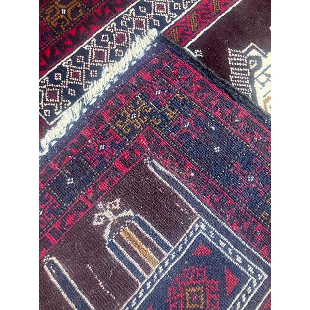 Vintage Hand-Knotted Baluch Prayer Rug 2'10" X 4'5" For Sale - Image 4 of 5