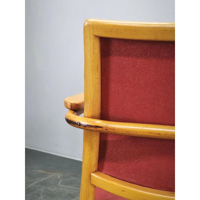 Red Adjustable Swivel Office Chair from Ligna, Former Czechoslovakia, 1950s For Sale - Image 8 of 16