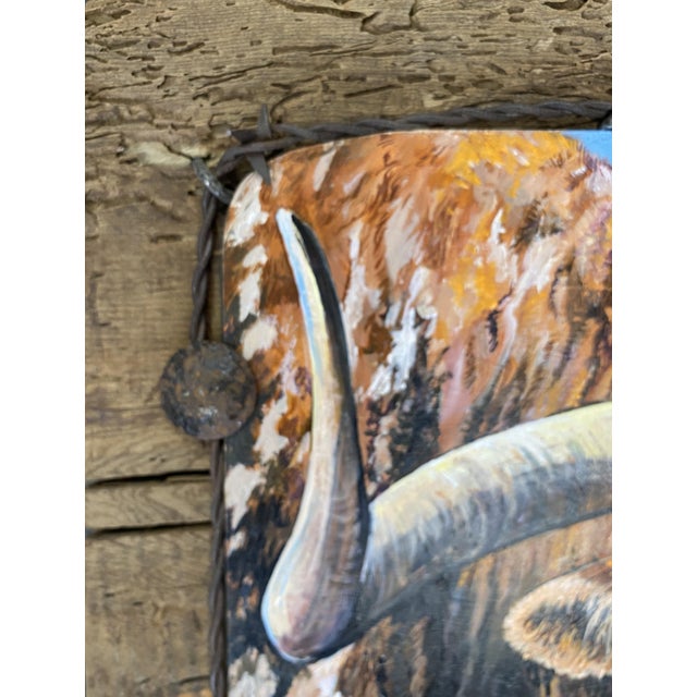 Poker Face ~ Willie Britt, Original Acrylic Painting. A Colorado Longhorn Comes to Life Against the Expansive Blue Skies of Southern Colorado. For Sale - Image 10 of 14