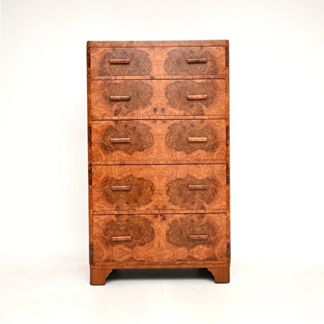 Mid-Century Modern Art Deco Burr Walnut Chest of Drawers, 1930s For Sale - Image 3 of 13