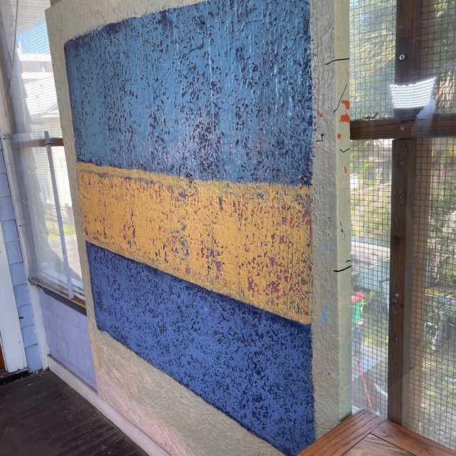 Mid-Century Modern John Frates “Floating Square in Blue and Gold” After Artist Rothko, Mid Century Modern, Large, Invoice With a Coa, 68x53x2 In. For Sale - Image 3 of 8