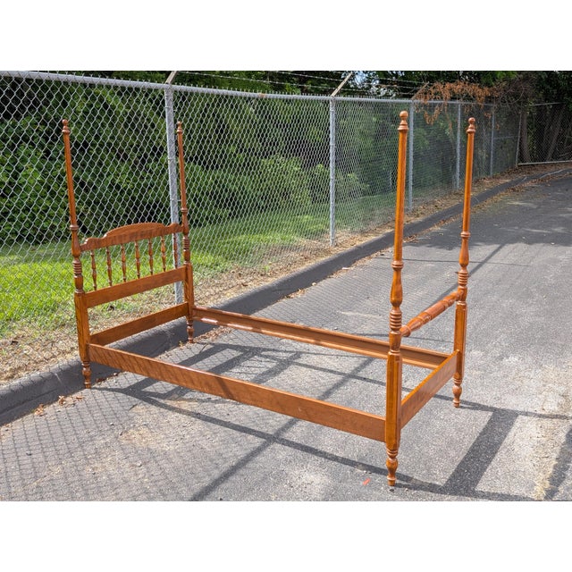 Vintage Twin XL Ethan Allen Maple Wood Poster Bedframe For Sale In Washington DC - Image 6 of 11