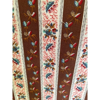 Bolt of Brown and White Floral Stripe Fabric.-11 1/2 Plus Yards For Sale