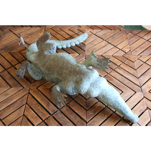 Vintage Bronze Crocodile Garden Fountain Sculpture, Circa 1970s For Sale - Image 16 of 18