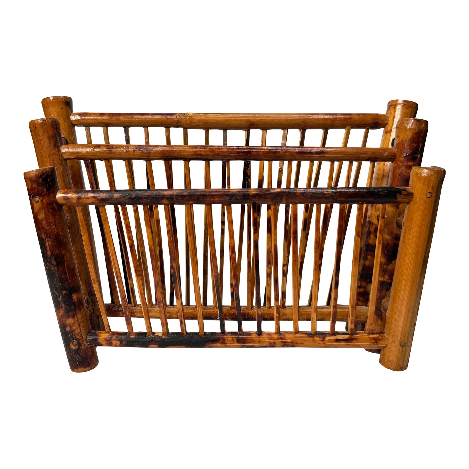 Vintage Coastal Tortoise Shell Bamboo Letter Holder Desk Organizer ...