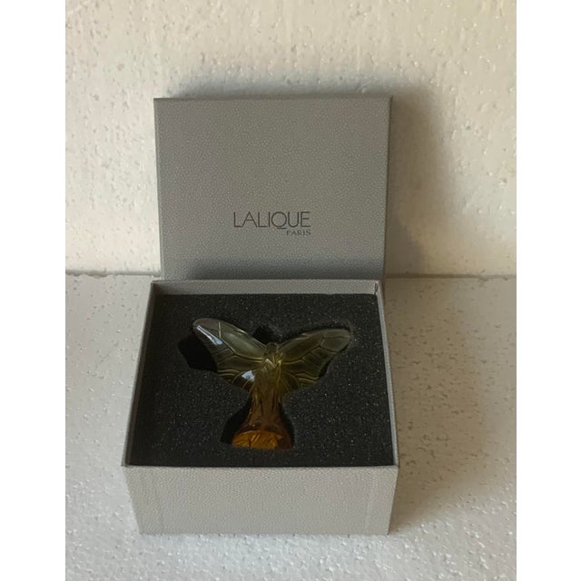 Lalique 1980s Lalique Amber Butterfly Figurine Paperweight For Sale - Image 4 of 4