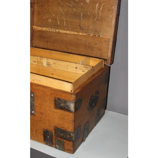 Oak Chest with Iron Bands, 18th Century For Sale - Image 5 of 11