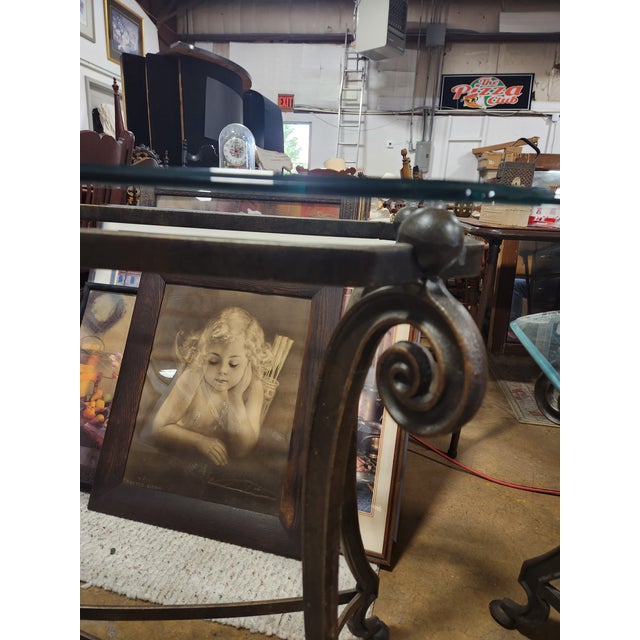 1980s Contemporary Scalloped Glass & Wrought Iron Set of Tables For Sale - Image 10 of 12
