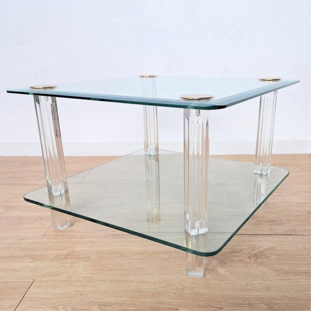 Hollywood Regency Side Glass Table, 1970s For Sale - Image 6 of 6