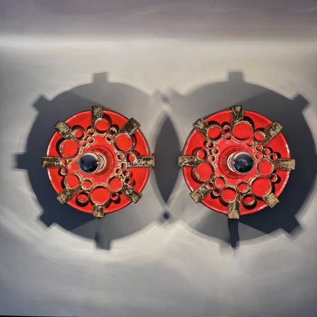 Mid-Century Modern Ceramic Wall Sconces from Hustadt Leuchten, 1970s, Set of 2 For Sale - Image 3 of 18
