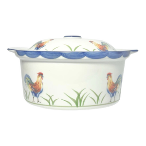 Bia Cordon Bleu, Blanc De Table “Rooster” Round Baking Casserole Dish & Lid