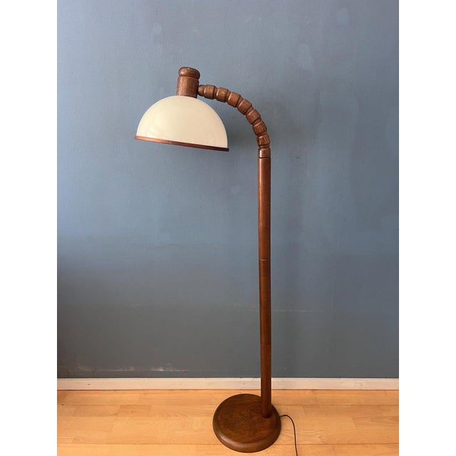 Mid-Century Brown Wooden Floor Lamp with Acrylic Glass Shade from Steinhauer For Sale - Image 6 of 13