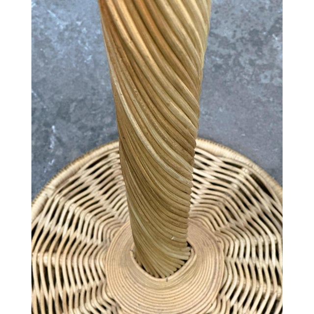 Large French Rattan Floor Lamp with Mushroom Shade For Sale - Image 10 of 15