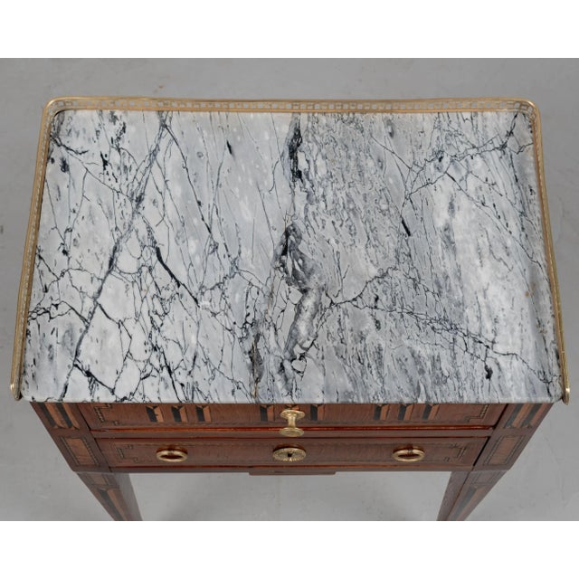Wood 19th Century Louis XVI Style Marble Top Side Table For Sale - Image 7 of 7