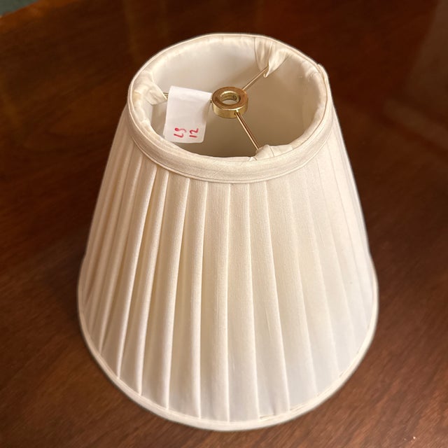 Traditional English style Empire Lamp Shade with linen texture. Three arm brass spider with half inch recess. 4.75” top