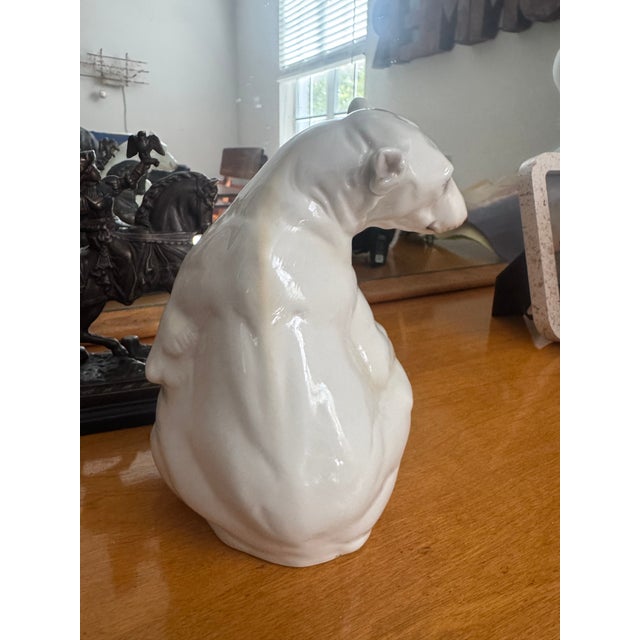 Mid-Century Modern 1940s Nymphenburg Porcelain Polar Bear Figurine (Model No. 392, Designed by Willy Zügel) For Sale - Image 3 of 8