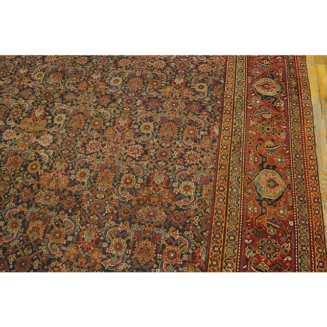 1890s Blue Navy Herati Tribal Antique Nw Persian Galley Rug 7'8" X 22'10" Handknotted Wool Carpet For Sale - Image 4 of 6
