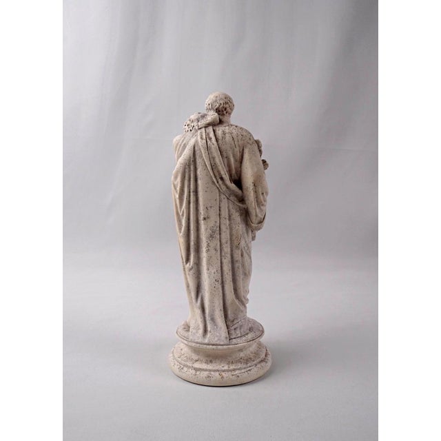 Plaster Saint Joseph Holding the Fleur-de-Lis and the Infant Jesus, 1800s For Sale - Image 4 of 11