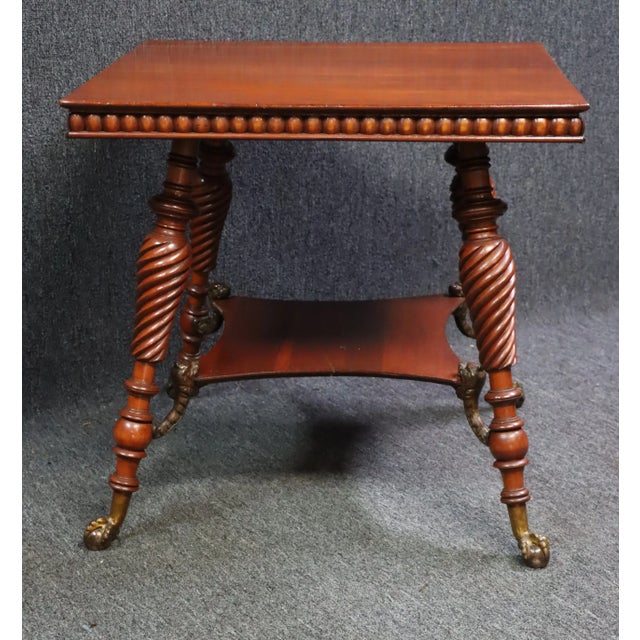 Brown Victorian Cherry Carved 2-Tier Lamp Table For Sale - Image 8 of 8