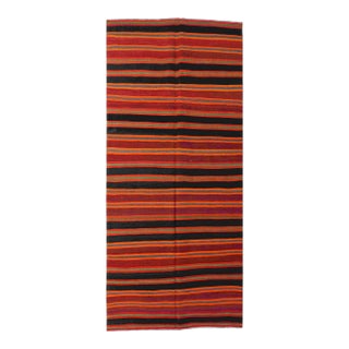 Striped Vintage Turkish Kilim Rug - 5`1" X 10`9" For Sale