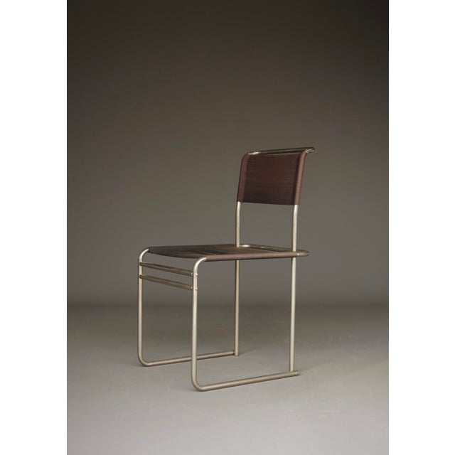 B40 Dining Chairs in Nickel-Plated Tubular Steel and Eisengarn Fabric by Marcel Breuer for Tecta, 1980s, Set of 4 For Sale - Image 14 of 18