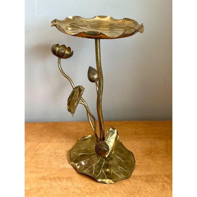 Brass Vintage Carole Stupell Brass Lotus Leaf Accent Table For Sale - Image 8 of 14