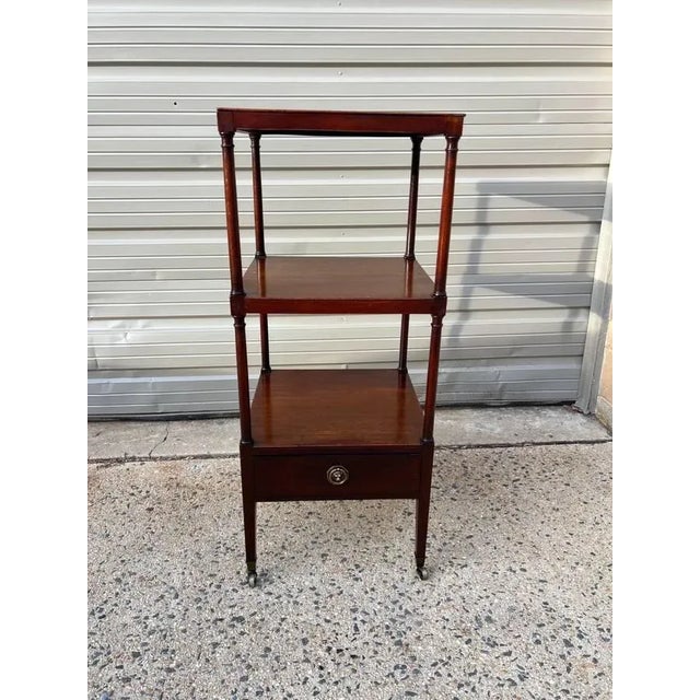 English 19th Century Regency Style Mahogany Three Tier Etagere Side Table . For Sale - Image 3 of 12