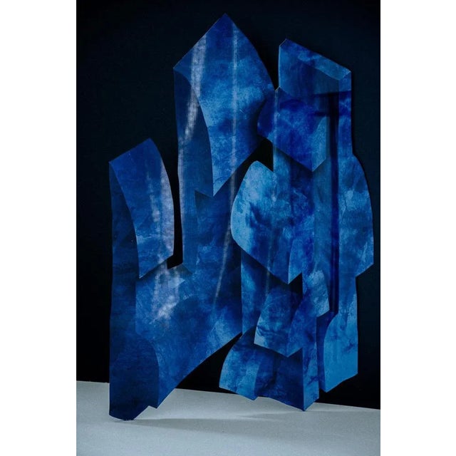 Velvet Realities Blue Wall Sculpture by Sven Jansse For Sale - Image 4 of 12