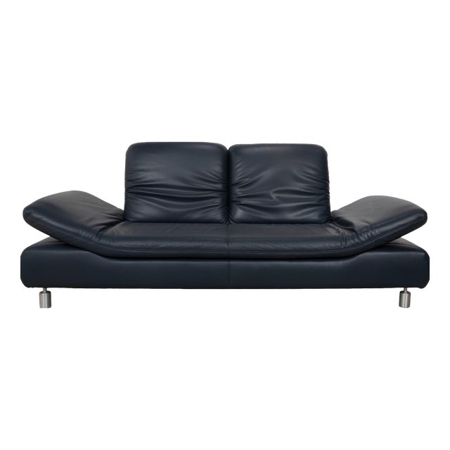 Blue Leather Rivoli Two-Seater Sofa with Manual Function from Koinor For Sale