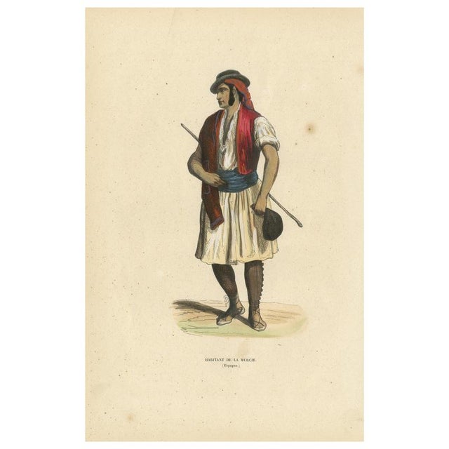 Markaert, Man from Murcia, 1845, Hand-Coloured Lithograph on Paper For Sale - Image 10 of 10