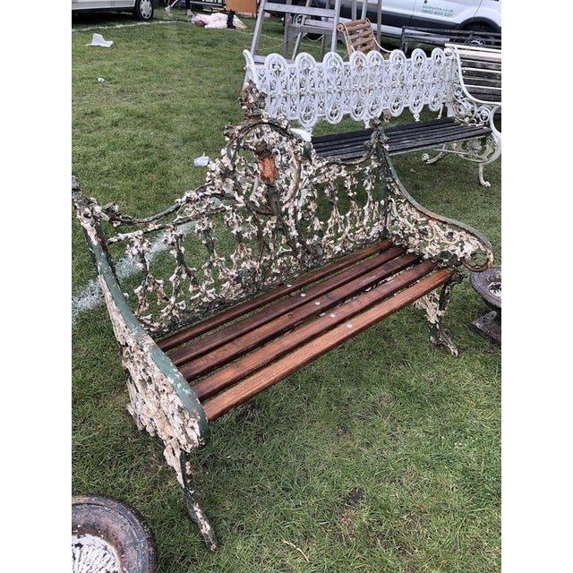 Gothic Revival Cast Iron Garden Bench with Registration from Coalbrookdale For Sale - Image 3 of 13