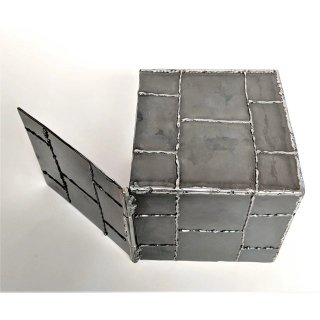 Brutalist Metal Box Hand Welded Box For Sale - Image 11 of 12
