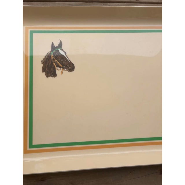 French Country Vintage Signed Equestrian Horse Serving Tray With Brass Handles, 20.5” For Sale - Image 3 of 11