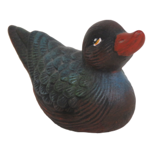Duck Miniature Ceramic Figurine Hand Painted Green Blue Feathers Red Bill 4522b