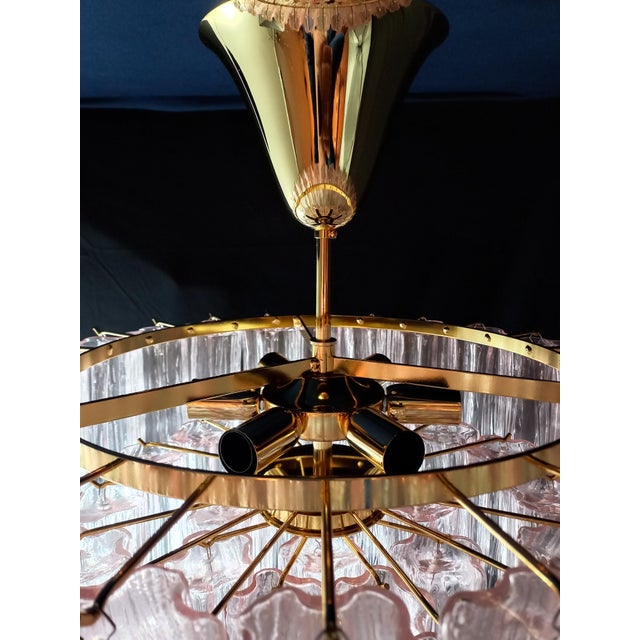 Art Deco Pink Murano Glass Chandelier in the style of Barovier, Venice, Italy, 1982 For Sale - Image 10 of 11