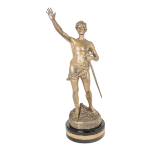 Early 20th Century Silvered Bronze Sculpture Le Serment by Ruffany