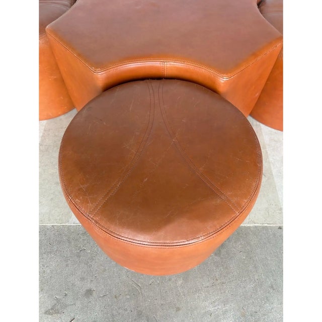 Pierre Cardin Fabulous 5 Piece Leather Ottoman Set Attributed to Pierre Cardin - Mid 20th Century For Sale - Image 4 of 4